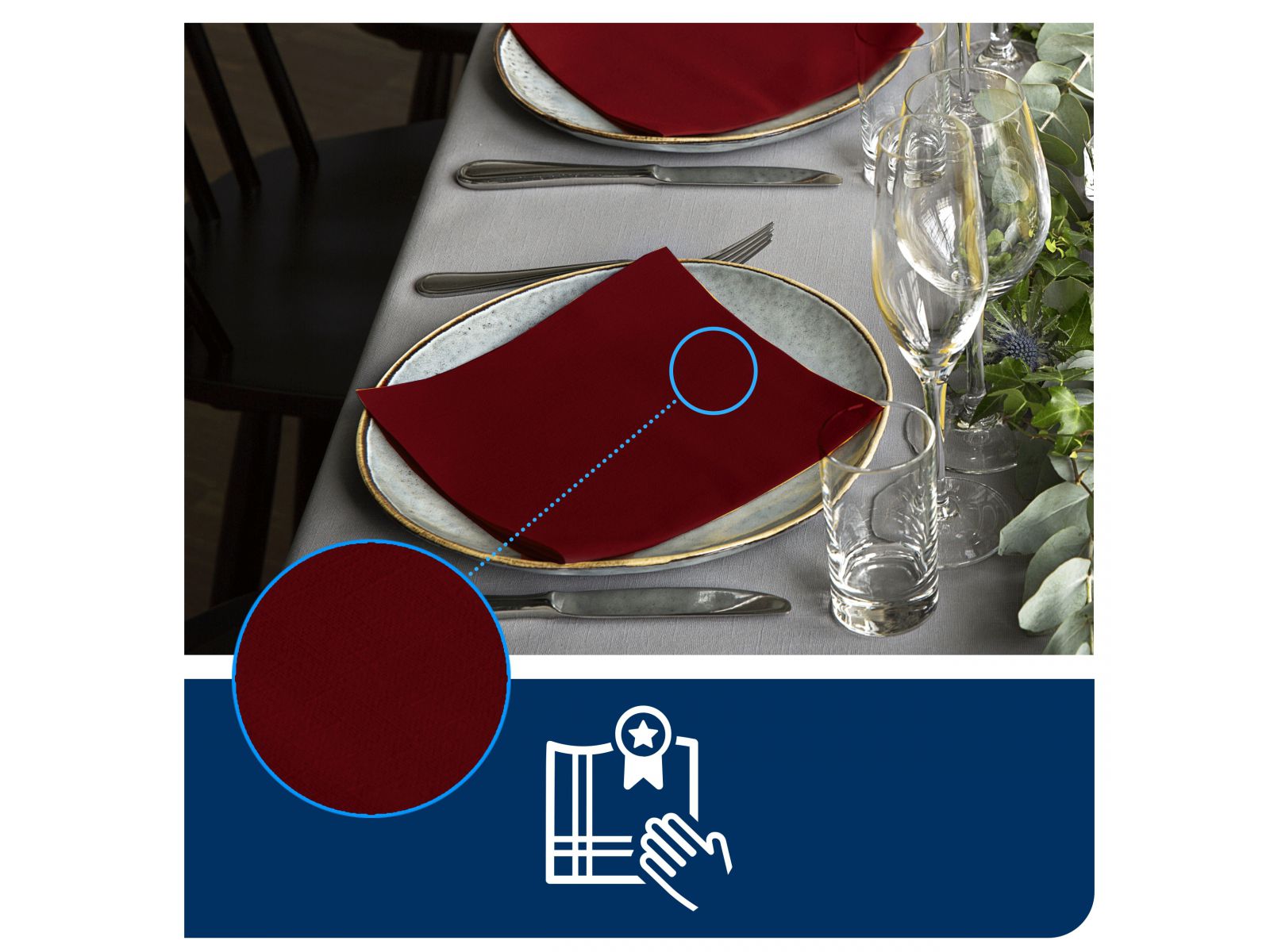 Serwetki Tork LinStyle&reg; 478855 Bordo 39x39 Karton 600 serwetek (12 x 50) Składana 1/4